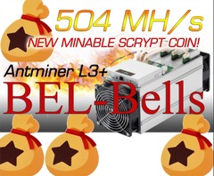 Bitmain Antminer L3+ 504 Mh/s 800w BEL-Bells & Dogecoin ASIC Miner
