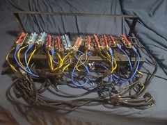Barebones Mining Setup with Frame, Risers, (2) 1000W PS, Motherboard, Processor