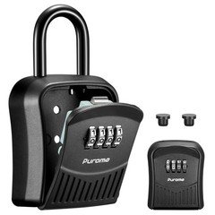 Puroma Lock Box Combination Key Box, Wall-Mounted Portable Storage Black