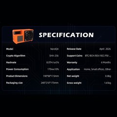 NerdQX 8TH/s Bitcoin Miner 170W Low Noise Open Source ASIC BTC Solo Mining Rig