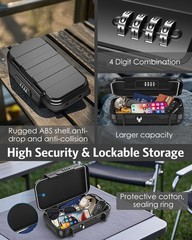AMIR Portable Safe Box, Combination Security Case LockBox with Code, Black