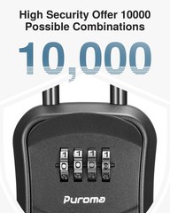 Puroma Lock Box Combination Key Box, Wall-Mounted Portable Storage Black
