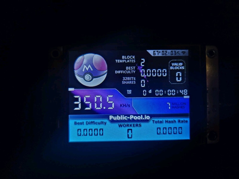 Nerdminer V2 350KH/s ☆Masterball Edition☆ Bitcoin Solo Nerd Miner + Case BTC