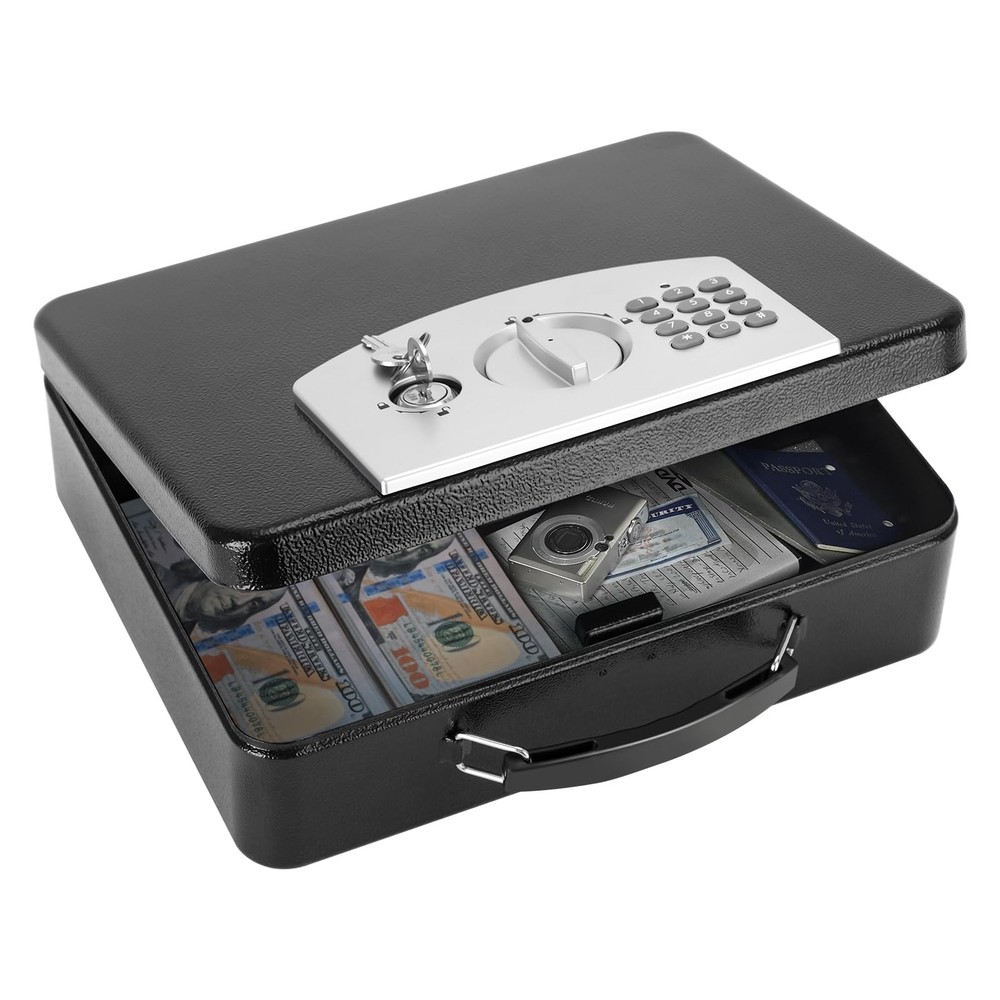 KYODOLED Safe Box 11.8 inches (W) x 9.4 (D) x 3.5 (H), Black