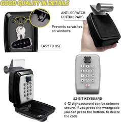 Car Window Lock Box for Turo, Key 3.5 x 6.5 x 5.5 inches, Gray