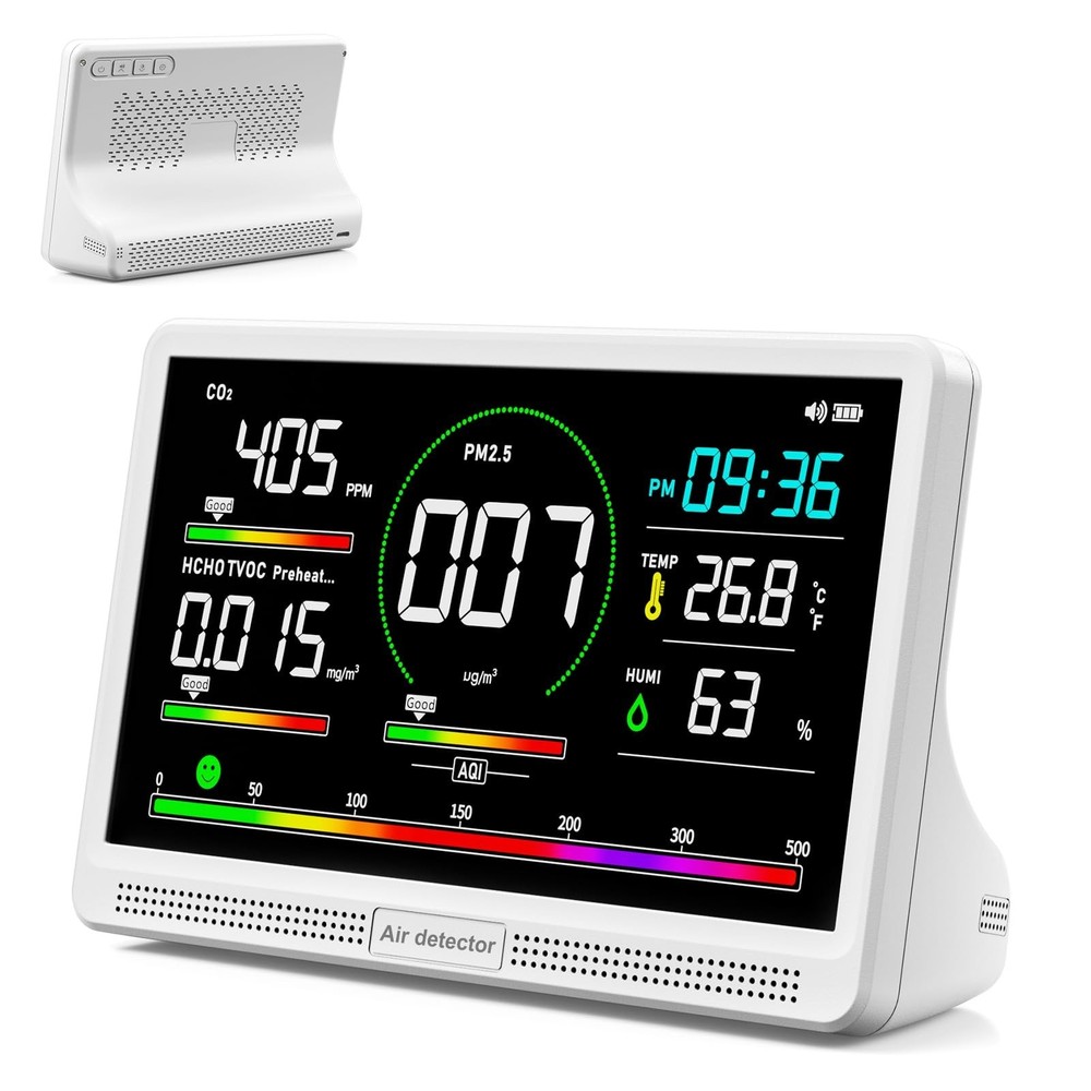 16 in 1 Air Quality Monitor Indoor 7″ Display 9 AQI+7 AQI Alerts,Portable Air…