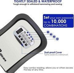 Key Lock Box, Waterproof Combination Lockbox Wall Mount 4 1 Pack, Grey