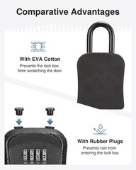 Puroma Lock Box Combination Key Box, Wall-Mounted Portable Storage Black