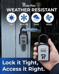 Rudy Run Key Lock Box for Outside – Small Small-Portable, Gray Portable