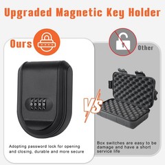 Magnetic Key Lock Box, 2.41 inches x 3.71 x 5.21 inches, Black
