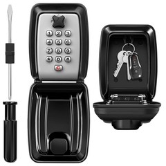 HUANLANG Key Lock Box for Outside Wall Mount 12-Digit Mounted-Grey
