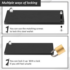 Hotop 2 Pcs Crypto Wallets and 1 Metal Plate Marking Pen, Black