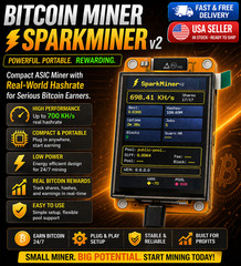 Bitcoin Miner SparkMiner BTC Solo Lottery SHA-256 USB USA Like NerdMiner V2