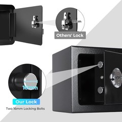 Small Safe Box for Home, Wall Safes 0.23 Cubic 9.06″ x 6.69″ x 6.69″, Black