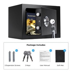Small Safe Box for Home, Wall Safes 0.23 Cubic 9.06″ x 6.69″ x 6.69″, Black