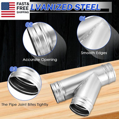 4 Inch 3 Way Duct Splitter, 45°Metal Hose Connector 4 Inch Duct Connector for