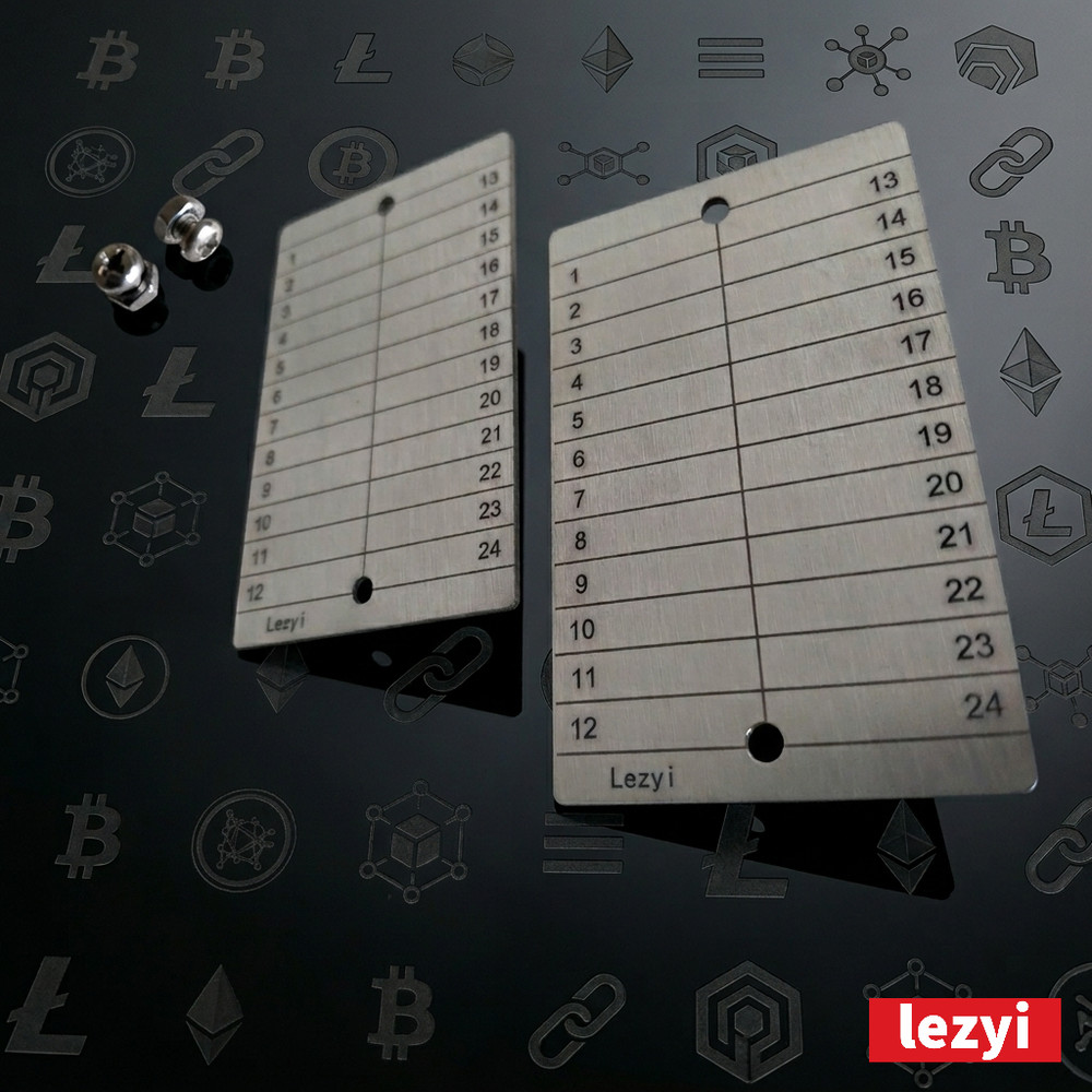 2Pcs Lezyi Titanium Plate Seed Phrase DIY Crypto Cold Wallet Recovery