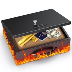 Uniclife Fireproof Document Box with Combination & Key Large, Combo Lock