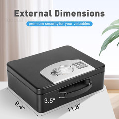 Safe Box 11.8 inches (W) x 9.4 (D) x 3.5 (H), Black