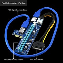 6 PIN PCI-E Riser Ver 0006c Bitcoin ETH Coin Mining Powered USB 3.0 — FREE SHIP!