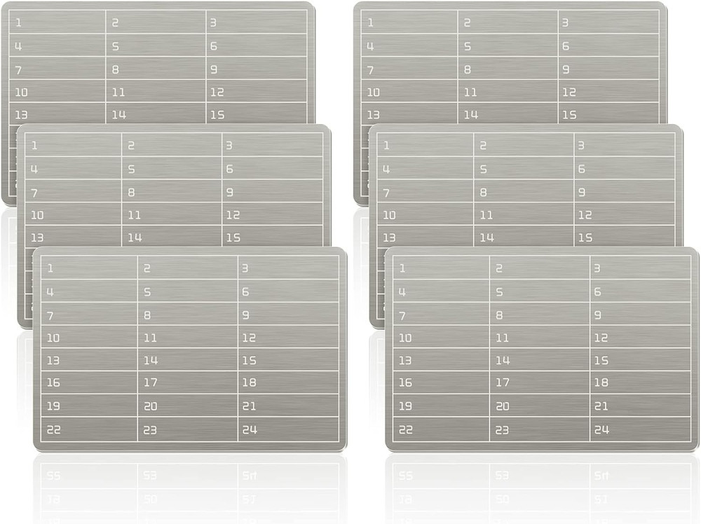 6 Pack Steel Crypto Seed Storage Plates Wallet Backup for Recovery Phrases