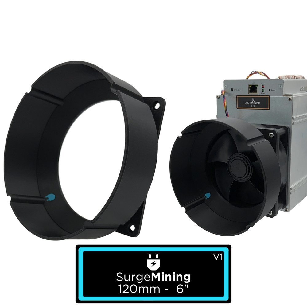120mm to 6 Inch Centered — Fan Shroud Adapter Crypto Miner Silencer Antminer S9