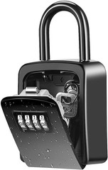Key Lock Box, (NEW VERSION) Wall Mounted Safe 1 Pack, Black