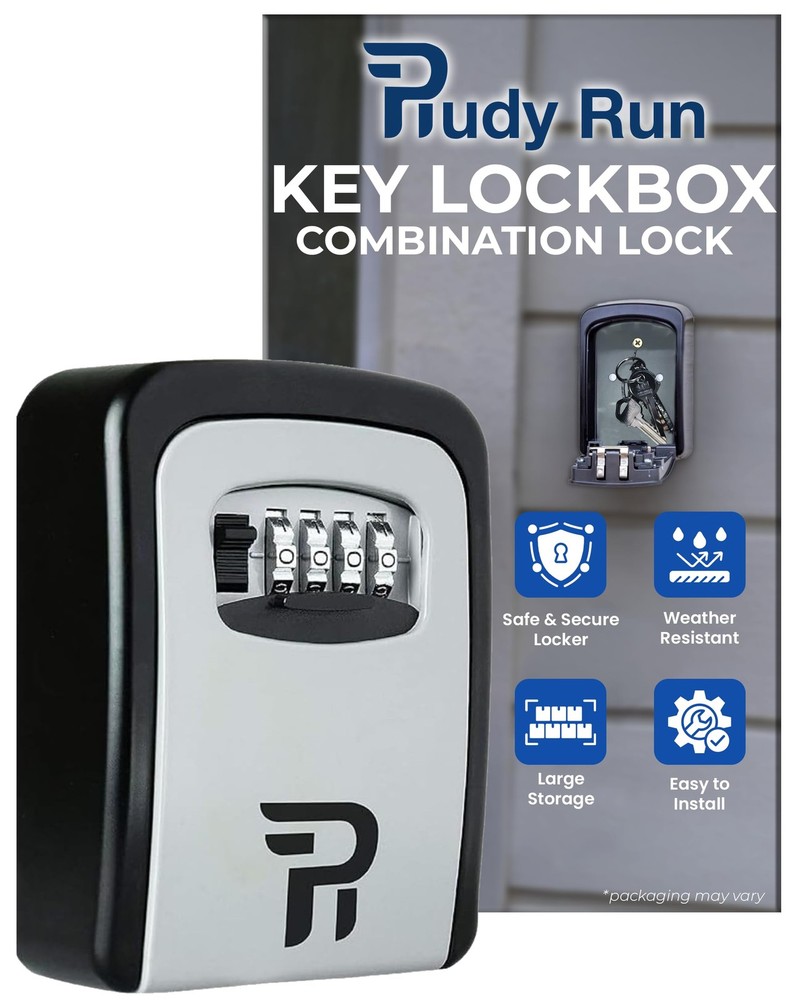 Key Lock Box for Outside — Realtor Lockbox House Keys Large 1-Pack, Gray