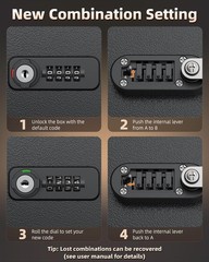 Uniclife Fireproof Document Box with Combination & Key Large, Combo Lock