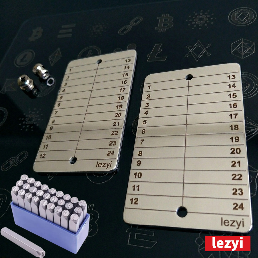 Lezyi Stainless steel Plate Seed Phrase Kit Crypto Cold Wallet Extra thick BTC