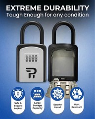 Rudy Run Key Lock Box for Outside – Small Small-Portable, Gray Portable