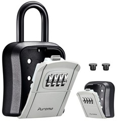 Puroma Key Lock Box, Portable Combination Lockbox Medium Capacity, Gray