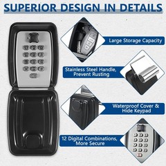 Piclafe Car Window Lock Box for Turo, Light Grey with Keypad