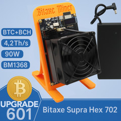 Bitaxe Supra Hex 702 Upgrade Gamma 601 4.2Th/s 2.4g WiFi 90W Bitcoin Miner US EU