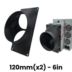 Dual 120mm to 6″ Inch Fan Shroud Antminer Goldshell Silencer Cooling S19 SPLIT