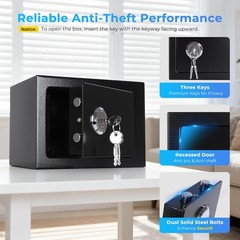 Small Safe Box for Home, Wall Safes 0.23 Cubic 9.06″ x 6.69″ x 6.69″, Black