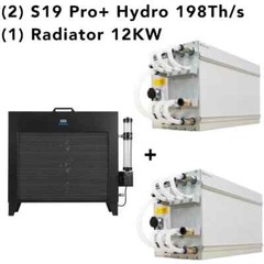 2x Antminer S19 Pro+ Hydro 198Th/s 5445W + 1x MO SAN M2 Sea Box Cooling Radiator