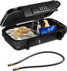 AMIR Portable Safe Box, Combination Security Case LockBox with Code, Black