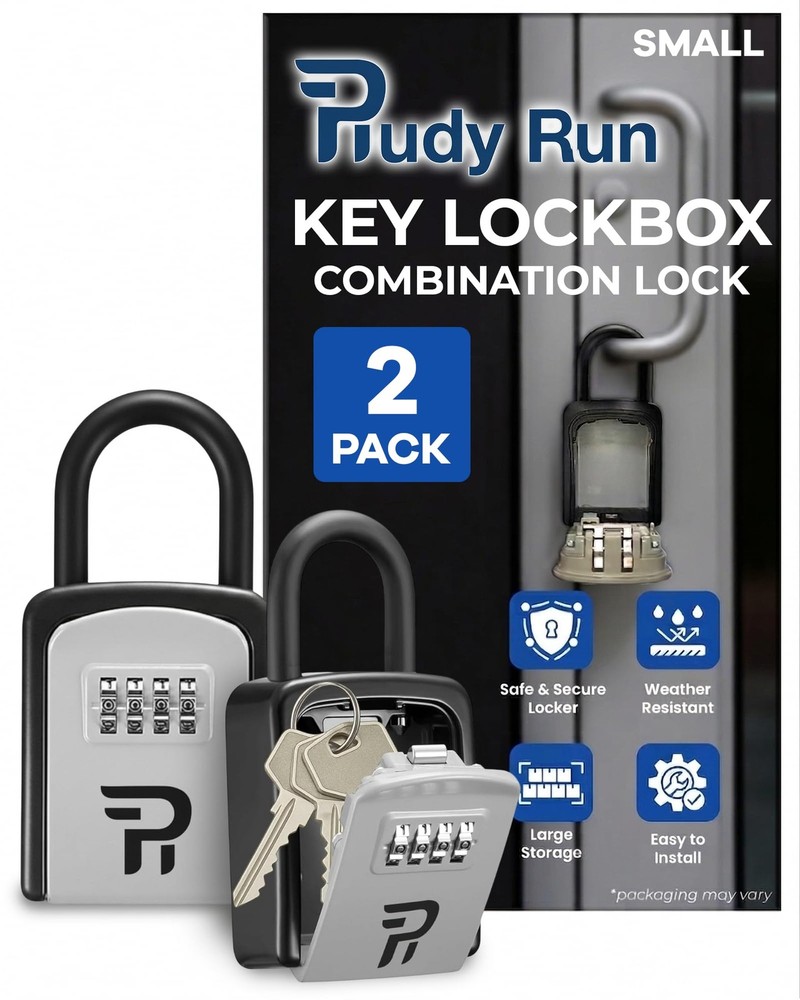 Rudy Run Key Lock Box for Outside – Small Small-Portable, Gray Portable