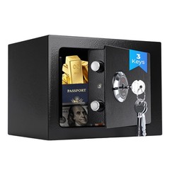Small Safe Box for Home, Wall Safes 0.23 Cubic 9.06″ x 6.69″ x 6.69″, Black