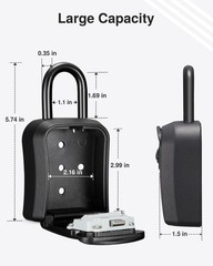 Puroma Lock Box Combination Key Box, Wall-Mounted Portable Storage Black