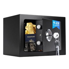 Small Safe Box for Home, Wall Safes 0.23 Cubic 9.06″ x 6.69″ x 6.69″, Black
