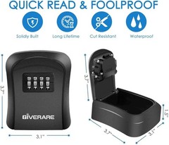 GIVERARE Key Lock Box Combination, 4-Digit Lockbox Wall 1 Pack-Black, Black