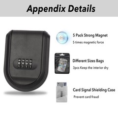 Magnetic Key Box for Under Car, Hide a Outside with Combination 1,Black