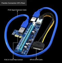 6 PIN PCI-E Riser Ver 0006c for Bitcoin Litecoin ETH Coin Mining Powered USB 3.0