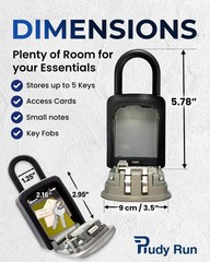 Rudy Run Key Lock Box for Outside – Small Small-Portable, Gray Portable