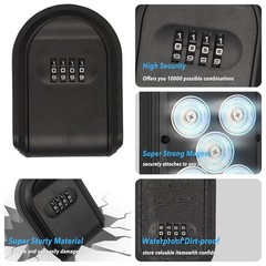 Magnetic Key Box for Under Car, Hide a Outside with Combination 1,Black