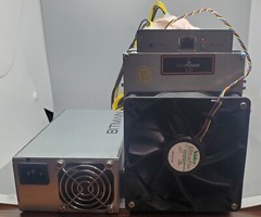 Bitmain Antminer L3+ 504Mh/s 800w ASIC LTC/DOGE Miner & Power Supply Working