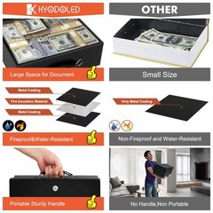 KYODOLED Fireproof Document Box with Key Lock, Small Lock Boxes Medium, Black