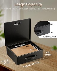 Uniclife Fireproof Document Box with Combination & Key Large, Combo Lock